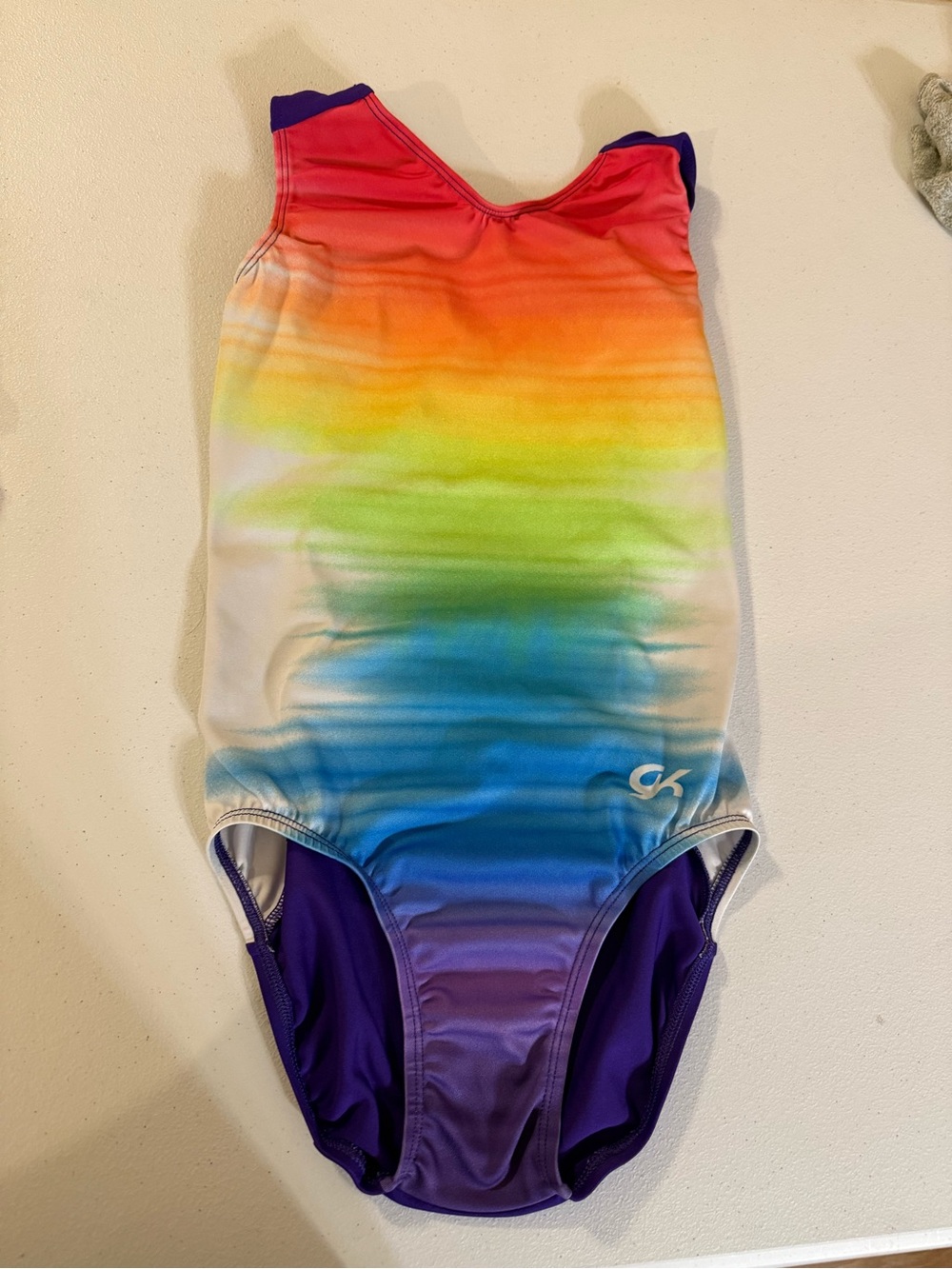 GK Rainbow Tie-Dye Elite "Fierce Fade" gymnastics leotard Adult XS